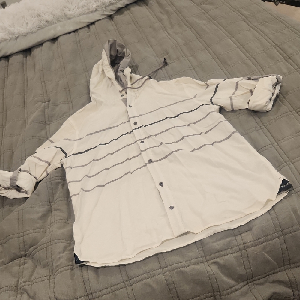 Buffalo David Bitton White and Gray Casual Button Down Shirt Size XL!
